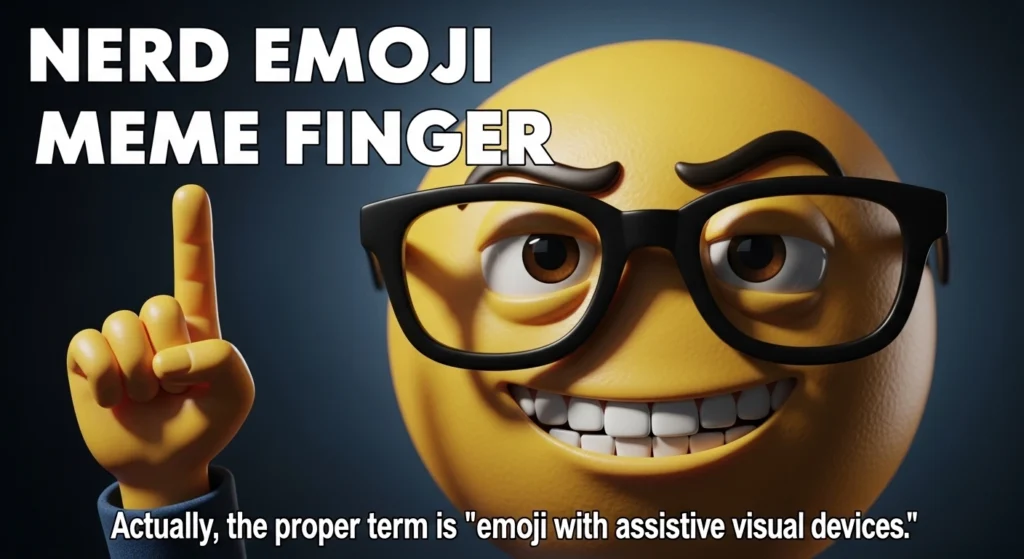 Nerd emoji meme finger