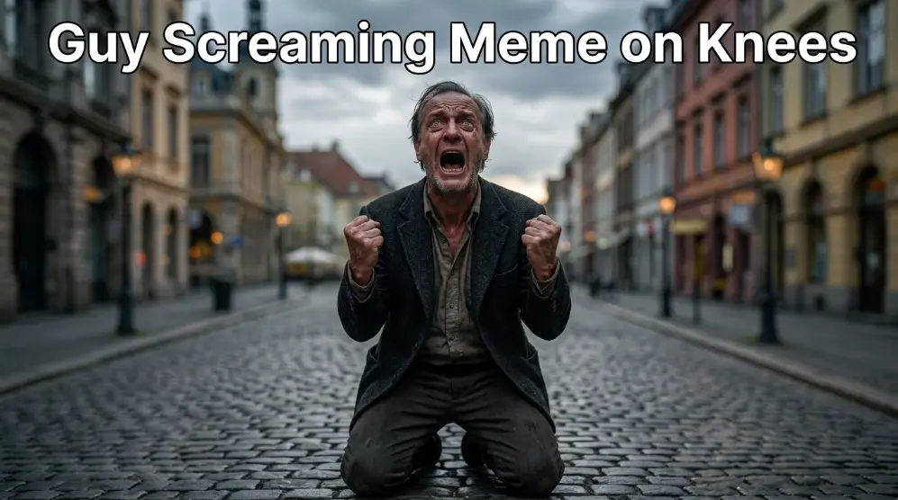 Guy Screaming Meme on Knees